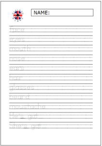 example writing script from children's english lessons